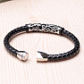 Men's black leather bracelet decorated