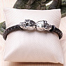 Men's leather bracelet with stainless steel skulls