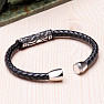 Men's black leather bracelet decorated with stainless steel