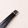 Men's black leather bracelet with stainless steel