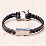 Men's double leather bracelet with stainless steel