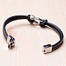 Men's double leather bracelet with stainless steel