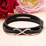 Men's black leather wrap bracelet Infinite