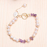 White pearl bracelet with amethyst