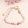 White pearl bracelet with strawberry crystal