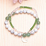 Howlite white and aventurine double row bracelet with glass beads