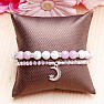 White howlite and kunzite double row bracelet with glass beads