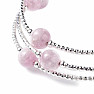 Kunzite and metal three-row bracelet