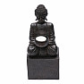 Buddha sitting on a pedestal with a candle stand black statuette