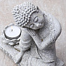 Buddha with candle stand gray statuette