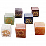 Chakra set of semiprecious cubes with chakra symbols