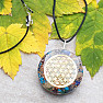 Orgonite chakra pendant with semiprecious stones and Flower of Life