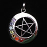 Chakra pendant pentagram in a circle silver Ag 925