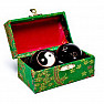 Medical Chinese meditation balls against stress Yin Yang black decorative 4 cm