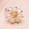 Citrine with pearls elegant ring adjustable size