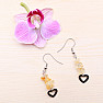 Citrine earrings stainless steel with stones and hearts