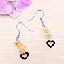 Citrine earrings stainless steel with stones and hearts