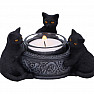 Candlestick Trio of black cats