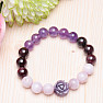 Red garnet, purple amethyst, lilac kunzite with rose bracelet RB Design 151