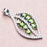 Silver pendant with chromium diode and zircons in the shape of a leaf Ag 925 019981 DIO