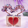 A set of Love trees made of amethyst, aquamarine and rose quartz - a gift of love