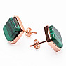 Malachite earrings brass square