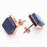 Lapis lazuli earrings brass square