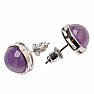 Amethyst earrings brass round