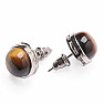 Tiger eye earrings brass round