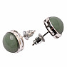 Aventurine green brass round earrings