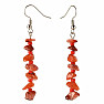 Red agate earrings with seed beads