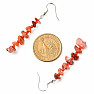 Red agate earrings with seed beads