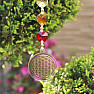 Flower of life Feng Shui window hanging made of colored crystals and gold metal