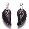 Black agate pendant Angel's wing