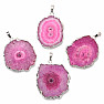 Sun crystal cut by stalactite pendant hot pink