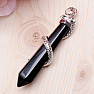 Obsidian black crystal pendant with snake