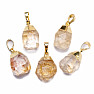 Citrine cut pendant, drop shape, gold color