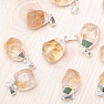 Citrine cut pendant shape drop silver color