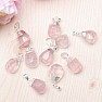 Rose quartz cut pendant shape drop color silver