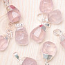 Rose quartz cut pendant shape drop color silver