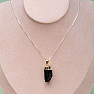 Tourmaline skoryl raw pendant with gold color clasp