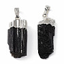 Tourmaline skoryl raw pendant with silver colored clasp