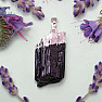 Tourmaline skoryl raw pendant with silver colored clasp