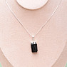 Tourmaline skoryl raw pendant with silver colored clasp