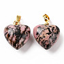 Rhodonite pink and black pendant Heart 1.5 cm