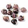 Rhodonite pink and black pendant Heart 1.5 cm