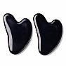 Gua sha from black obsidian heart shape 7.5 cm