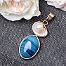 Blue agate pendant with mother of pearl