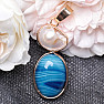 Blue agate pendant with mother of pearl