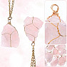 Rose quartz raw pendant with metal ornaments